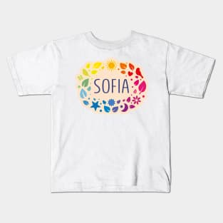 Sofia name with colorful leaves Kids T-Shirt